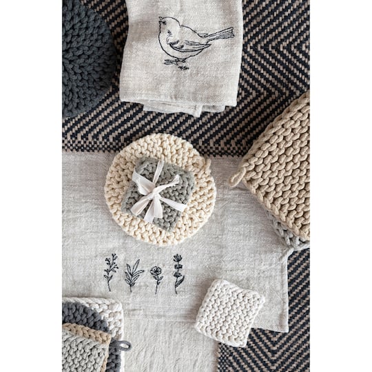 Hello Honey® Square Cotton Crocheted Coaster Set
